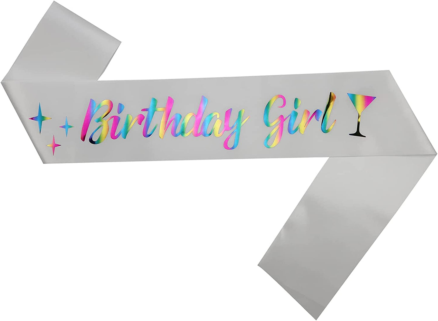 Memeyou Birthday Girl Sash,Birthday Sash for Women, Glitter Colorful Satin White Sash,Happy Birthday Princess Gifts for Little Girls,Sweet Funny Party Supplies Accessories for Kids Apparel & Accessories > Clothing Accessories > Sashes memeyou White Colorful2