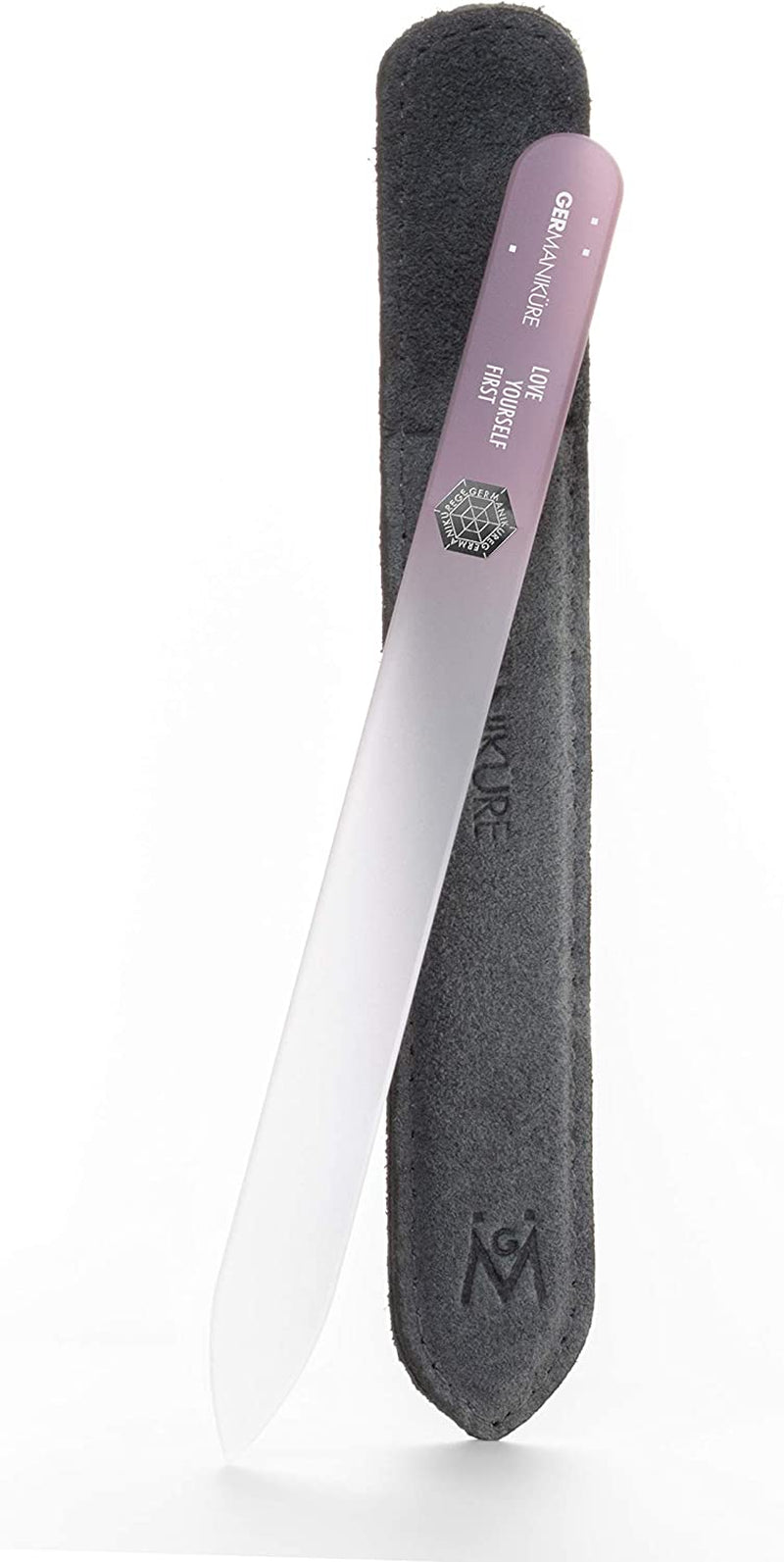 GERMANIKURE Mantra Glass Nail File in Suede Case, Ethically Made in Czech Republic - Professional Manicure & Pedicure Tools for Smooth Easy Shaping of Natural Fingernails Health & Beauty > Personal Care > Cosmetics > Cosmetic Tools > Nail Tools GERmanikure Love Yourself First