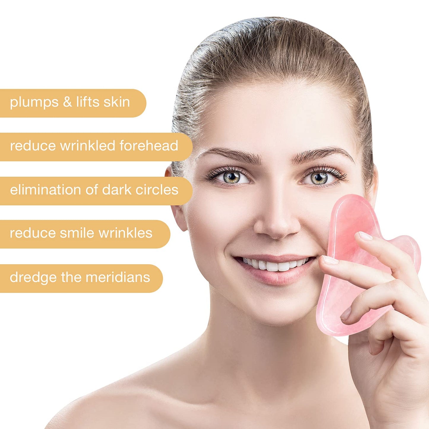 COOESS Guasha Tool for Face, Gua Sha Massage Tool Natural Genuine Rose Quartz Jade Stone Gua-Sha Facial Tool for Eyes, Neck and Body Health & Beauty > Personal Care > Cosmetics > Cosmetic Tools > Skin Care Tools COOESS