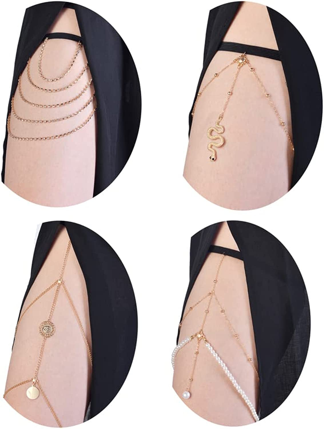 Tornito 4-8Pcs Sexy Body Chain Belly Waist Chain Necklace Summer Beach Crossover Bikini Bra Body Jewelry for Women Gold Tone Apparel & Accessories > Jewelry > Body Jewelry Tornito D:4Pcs, Gold Tone