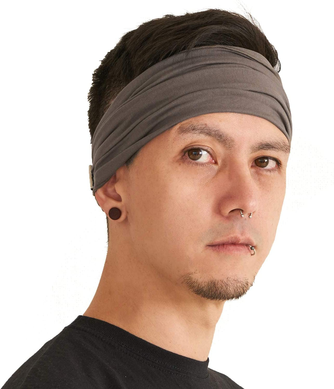 CCHARM Headband Bandana Japanese Style - Mens Head Wrap Womens Hair Band by Casualbox Apparel & Accessories > Clothing Accessories > Bandanas & Headties CCHARM Charcoal Gray Medium