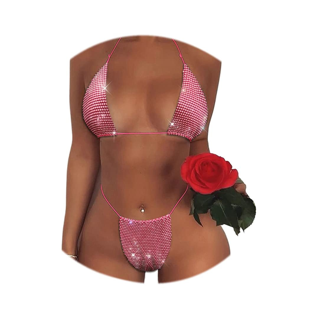 Earent Mesh Rhinestone Body Chain Set Beach Chest Belly Chains Crystal Bikini Nightclub Party Bra Breast Chains Rave Body Jewelry for Women and Girls (Silver) Apparel & Accessories > Jewelry > Body Jewelry EARENT Z1-Rose red 1