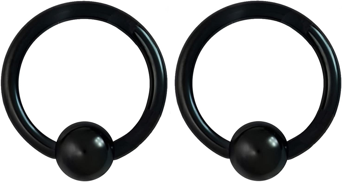 Forbidden Body Jewelry 316L Surgical Steel Captive Bead Piercing Hoop (Pair) 10G 12G 14G 16G 18G 20G, Diameter 6 to 12Mm Black and Rainbow Apparel & Accessories > Jewelry > Rings Forbidden Body Jewelry Black: 14g, 12mm