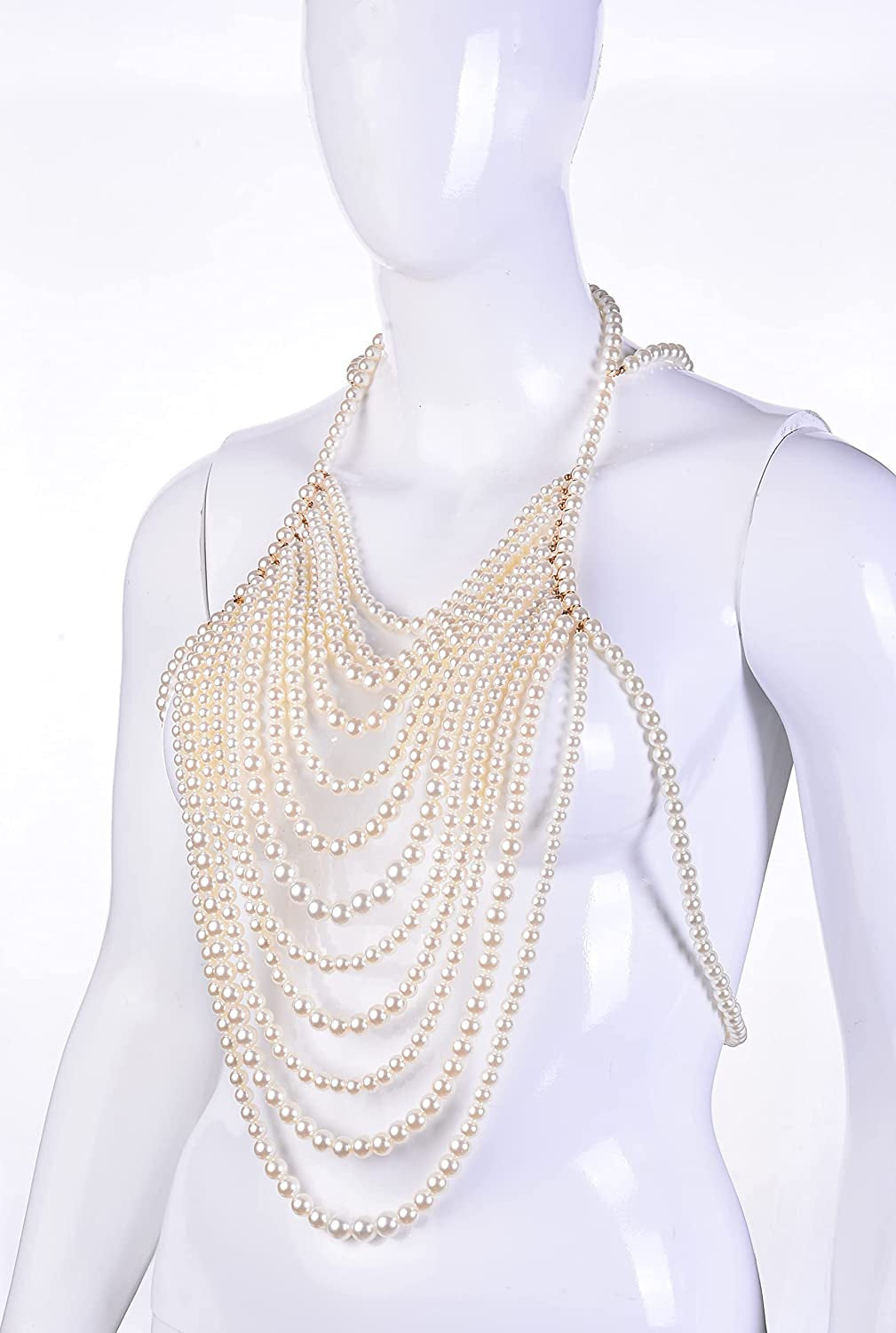 BELLULULU Women'S Pearl Body Chain Bra Sexy Bikini Body Chain-Shoulder Necklace Paris Fashion Body Chain Jewelry Show Apparel & Accessories > Jewelry > Body Jewelry BELLALULU