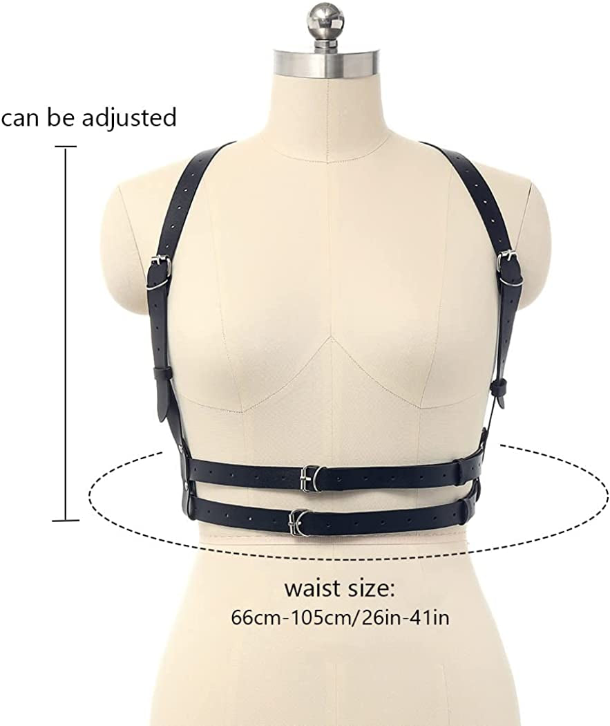 Bodiy Punk Waist Harness Belt Fashion Body Chain Black Goth Rave Adjustable Body Jewelry for Women and Girls Apparel & Accessories > Jewelry > Body Jewelry Bodiy
