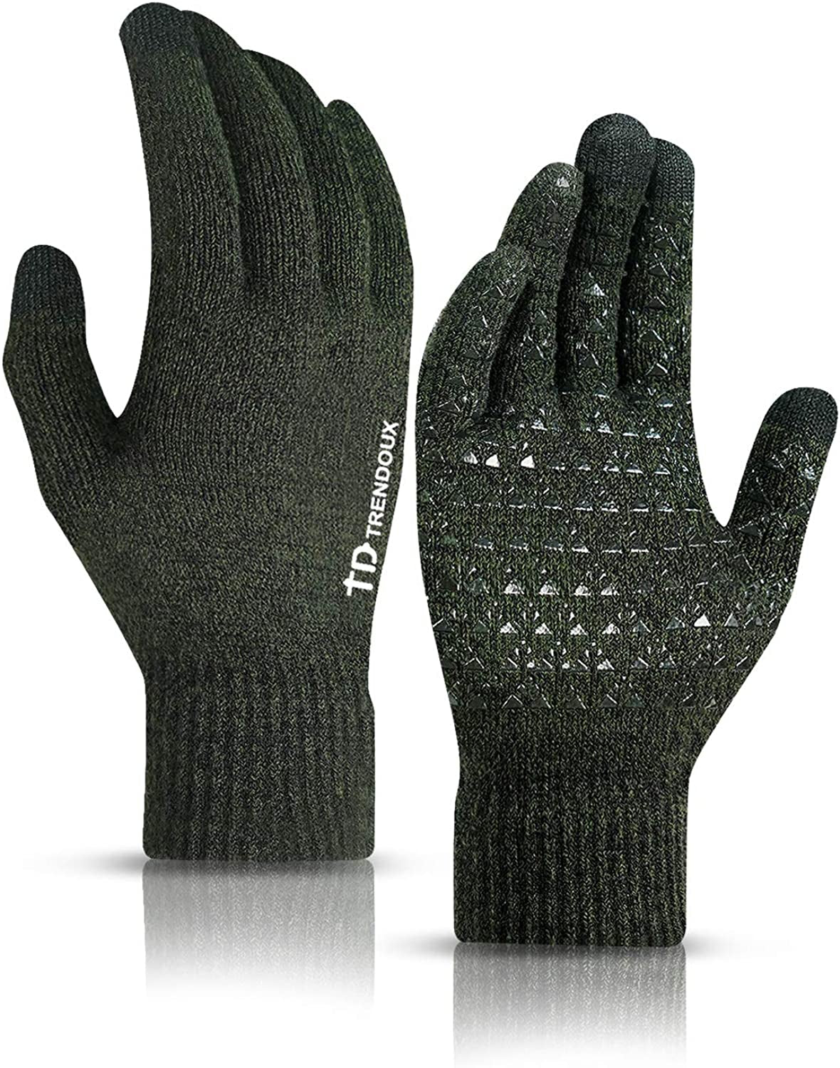 TRENDOUX Winter Gloves for Men Women - Upgraded Touch Screen Anti-Slip Silicone Gel - Elastic Cuff - Thermal Soft Knit Lining Apparel & Accessories > Clothing Accessories > Gloves & Mittens TRENDOUX Midnight Green Medium