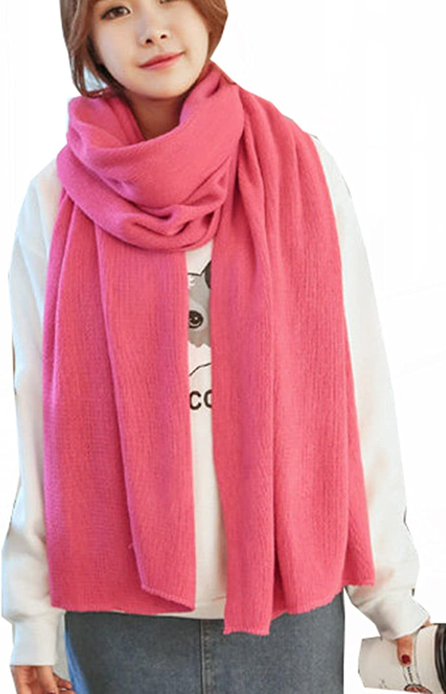 Wander Agio Womens Warm Winter Infinity Scarves Set Blanket Scarf Pure Color Apparel & Accessories > Clothing Accessories > Scarves & Shawls Wander Agio Rose Red