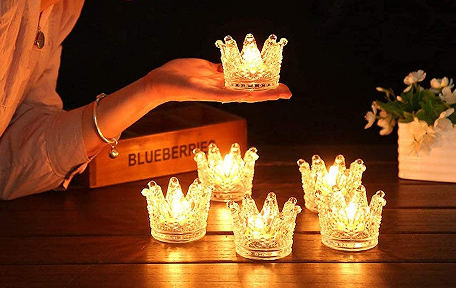 Vixdonos Crown Glass Tealight Candle Holder Set of 12 Clear Votive Candle Holders for Wedding, Party and Home Decor Apparel & Accessories > Jewelry > Anklets Vixdonos