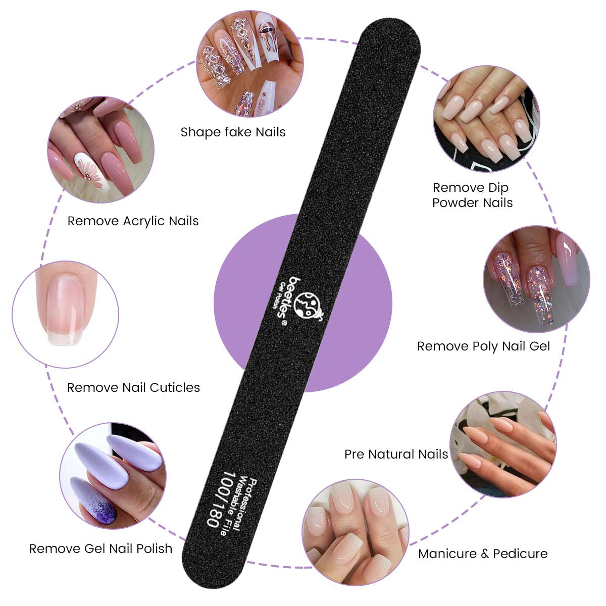 Beetles 10 PCS Professional Nail File Set, Double Sided Emery Board 100/180 Grit Nail Files Manicure Tools Kit for Home and Salon Use ,Acrylic False Nails Health & Beauty > Personal Care > Cosmetics > Cosmetic Tools > Nail Tools beetles Gel Polish