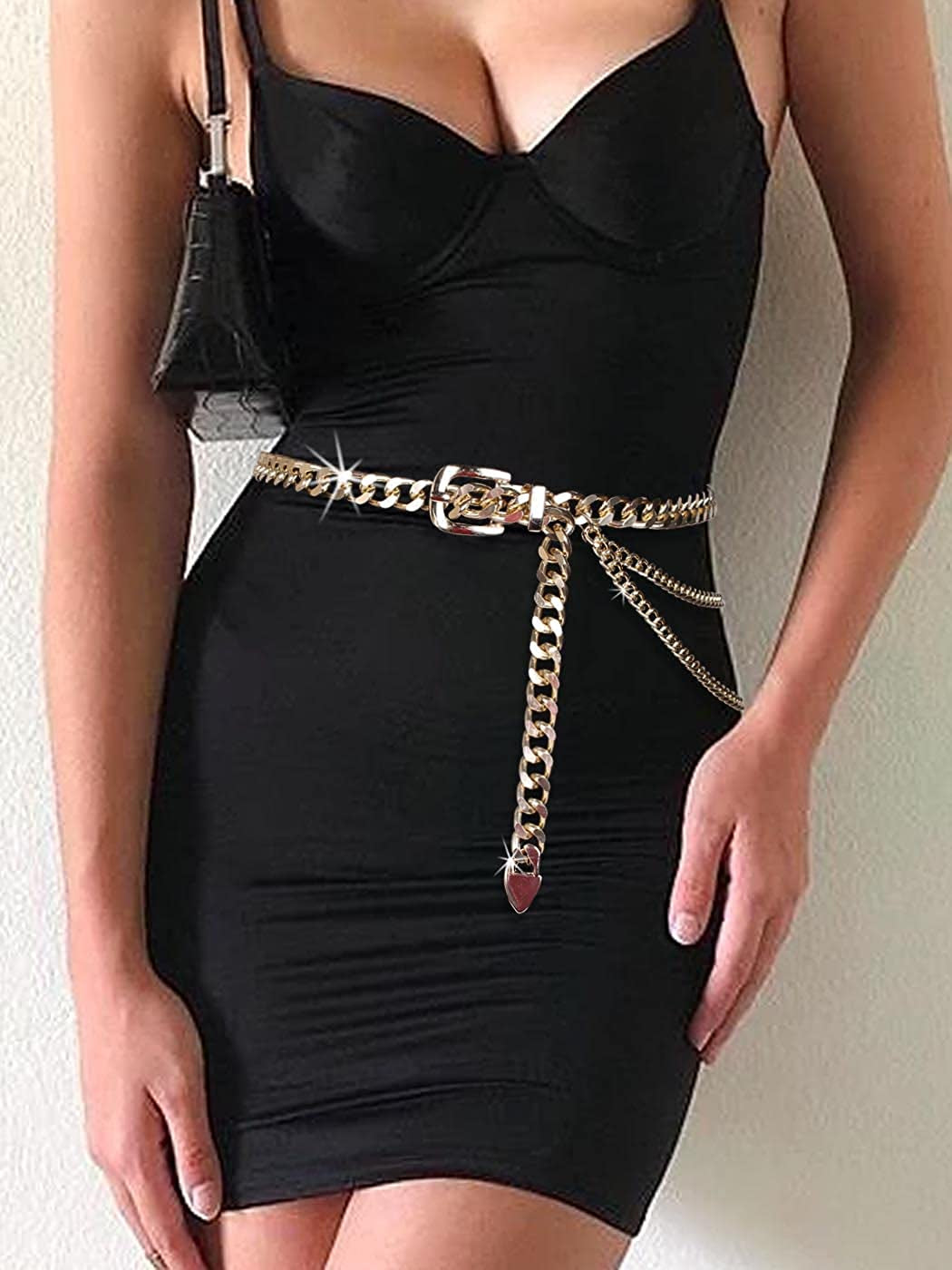 Cosydays Punk Waist Chain Gold Metal Belt Layered Body Chains Harness Heart Belly Chain Party Sexy Body Jewelry for Women and Girls Apparel & Accessories > Jewelry > Body Jewelry COSYDAYS