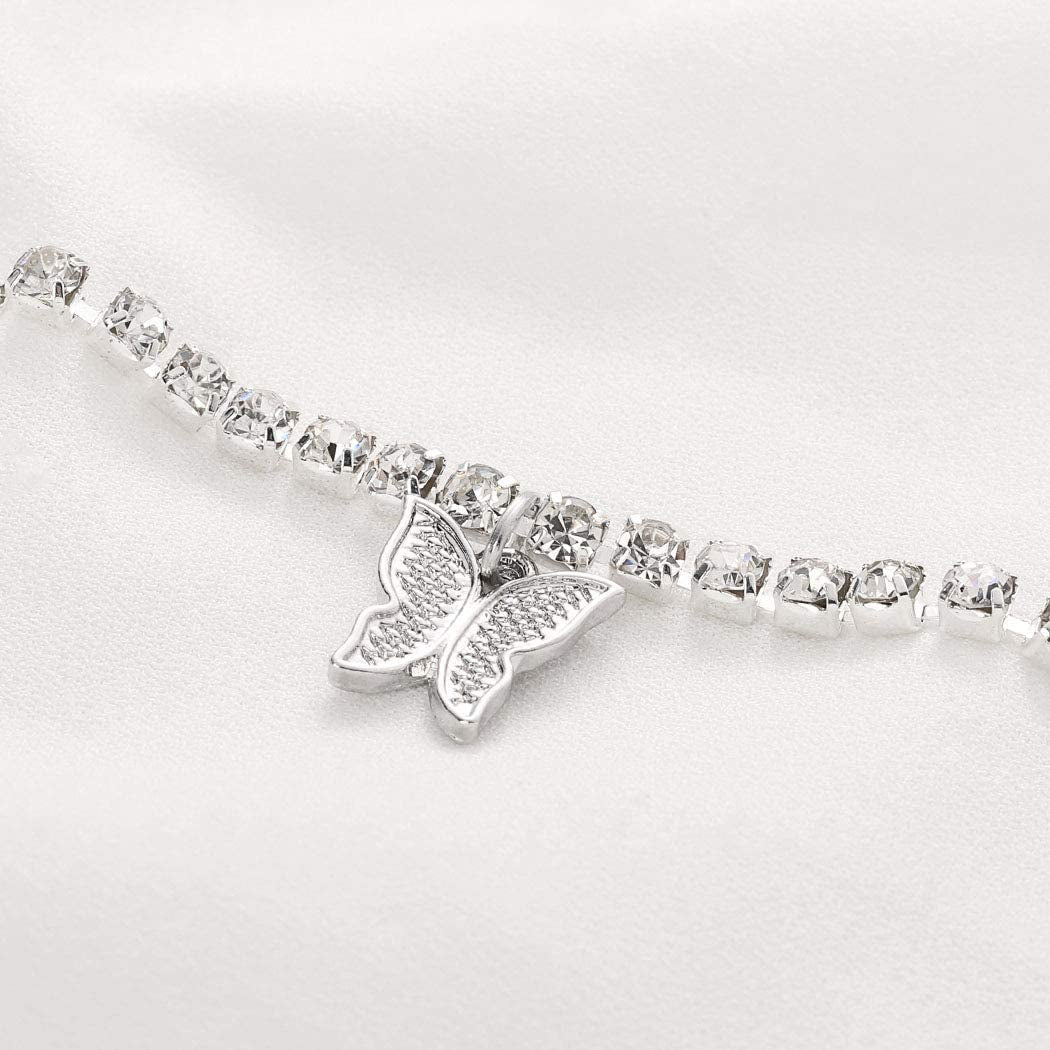 Victray Crystal Waist Chains Butterfly Belly Body Chain Fashion Body Accessories Jewelry for Women and Girls (Silver) Apparel & Accessories > Jewelry > Body Jewelry Victray