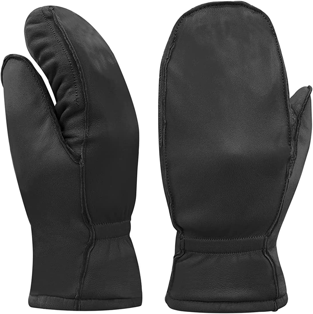 Harssidanzar Womens and Kids Lambskin Leather Winter Mittens Thermolite Lined with Finger Liners Apparel & Accessories > Clothing Accessories > Gloves & Mittens KYLIE MAX Black(mittens) X-Small