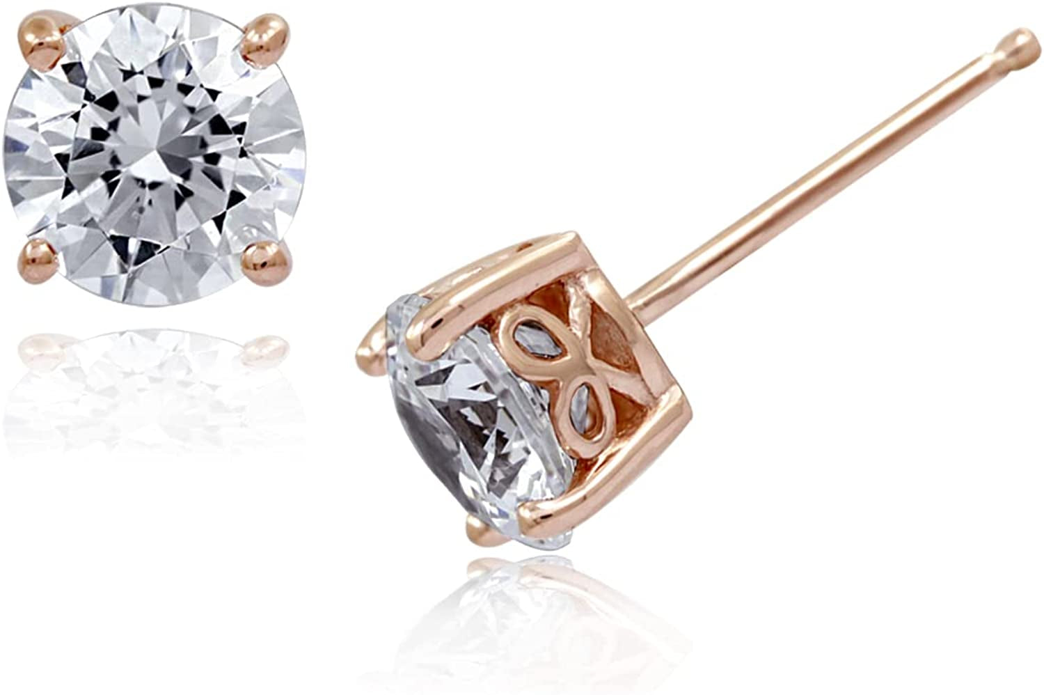 Collection Platinum or Gold Plated Sterling Silver Round-Cut Stud Earrings Made with Infinite Elements Zirconia Apparel & Accessories > Jewelry > Earrings Amazon Collection Rose-gold-plated 2 cttw