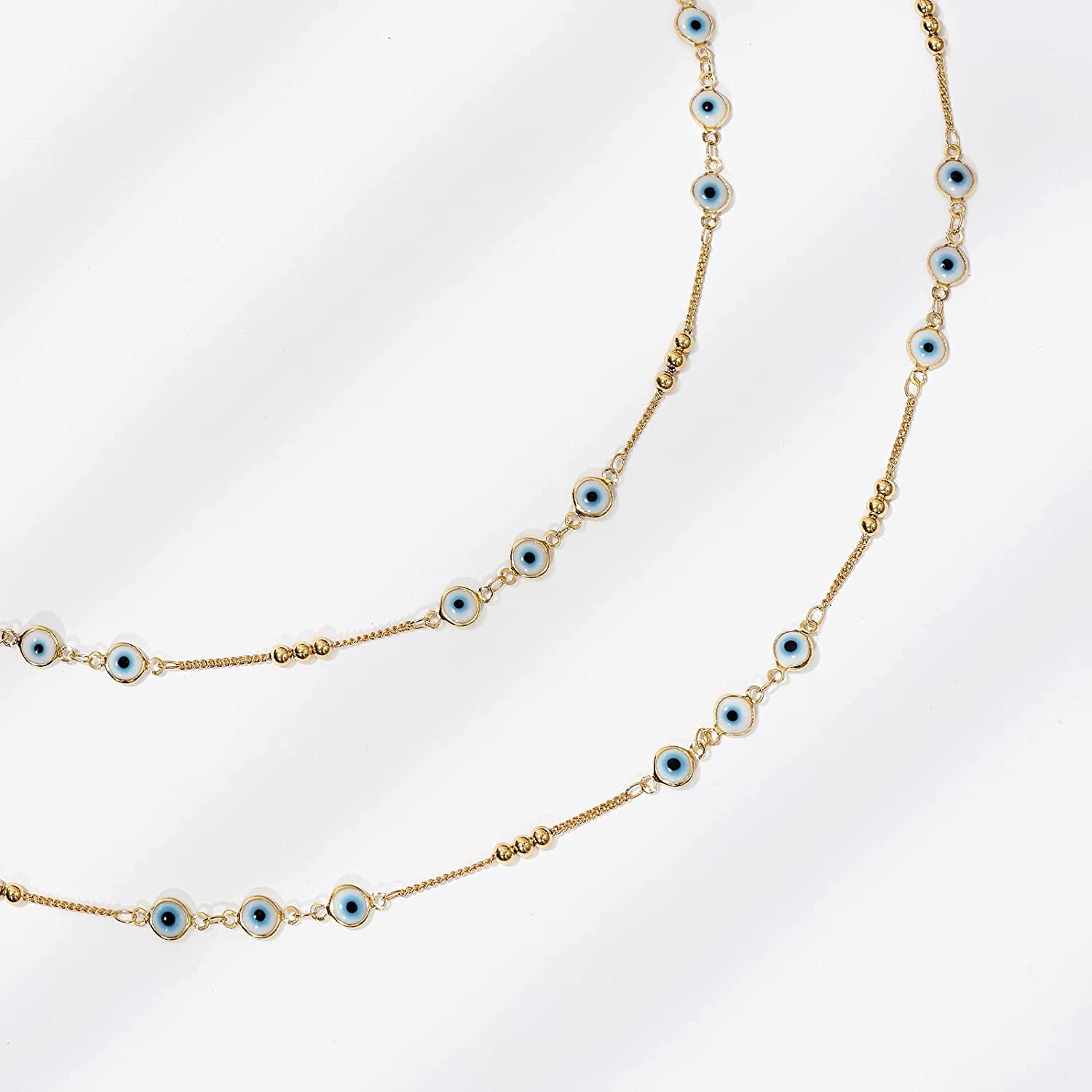 Kissyan Bikini Body Chains for Women, 14K Gold Adjustable Sexy Waist Chain Summer Beach Colorful Cuban Link Pearl Evil Eyes Belly Chain Handmade Jewelry Apparel & Accessories > Jewelry > Body Jewelry KissYan