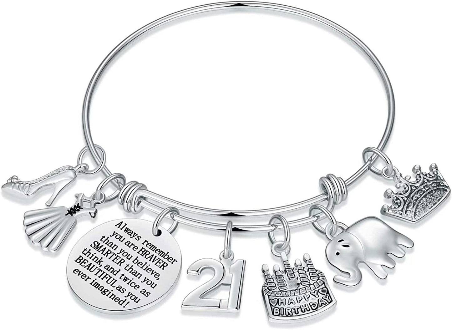 Birthday Gifts for Women Girls Bracelet, Expandable Charm Bracelets 5Th 6Th 7Th 8Th 9Th 10Th 20Th 30Th 40Th 50Th 60Th 70Th 80Th 90Th Birthday Gift for Friend, Mom, Daughter, Niece, Sister, Grandma Apparel & Accessories > Jewelry > Bracelets M MOOHAM 21st