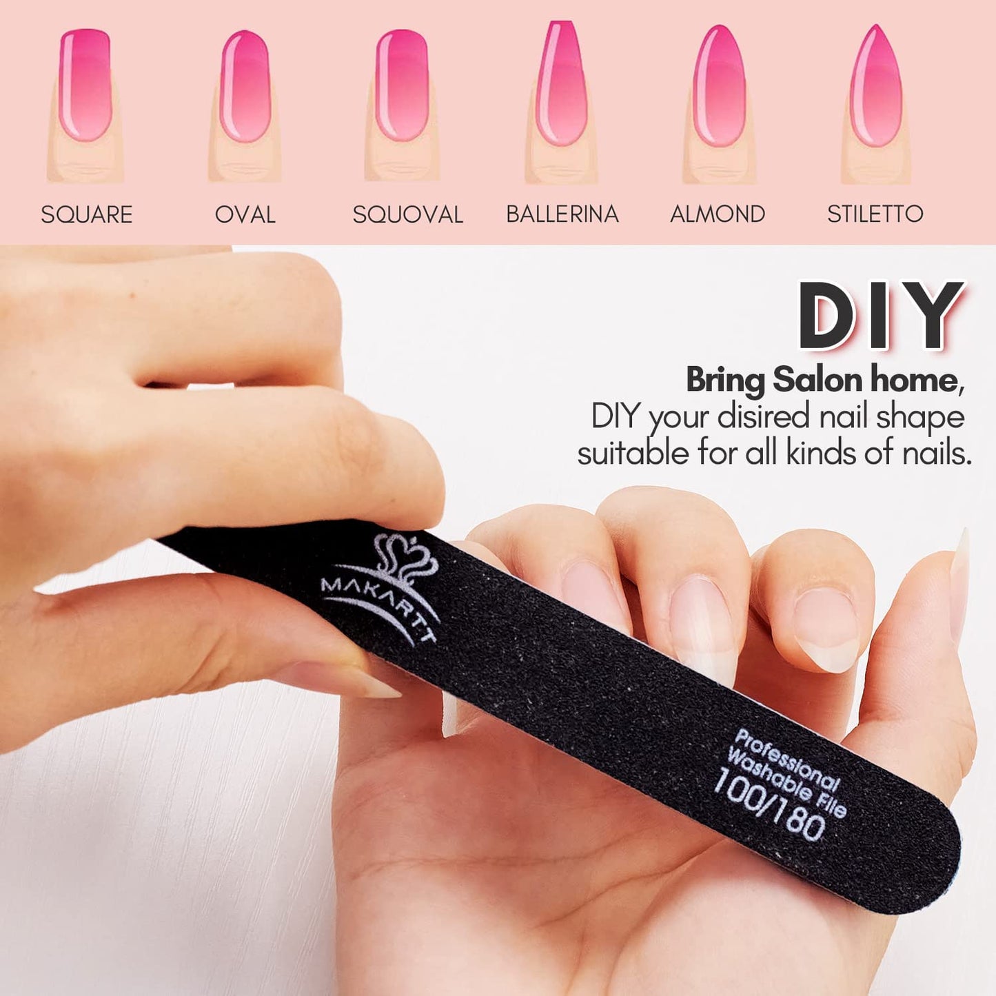 Makartt Nail File 100 180 Grit Emery Boards for Nails 10Pcs Nail Files Professional Washable Doubled Sides Nail File Kit for Manicure Pedicure Natural Acrylic Nails Coarse Nail File for DIY Salon Use Health & Beauty > Personal Care > Cosmetics > Cosmetic Tools > Nail Tools Makartt
