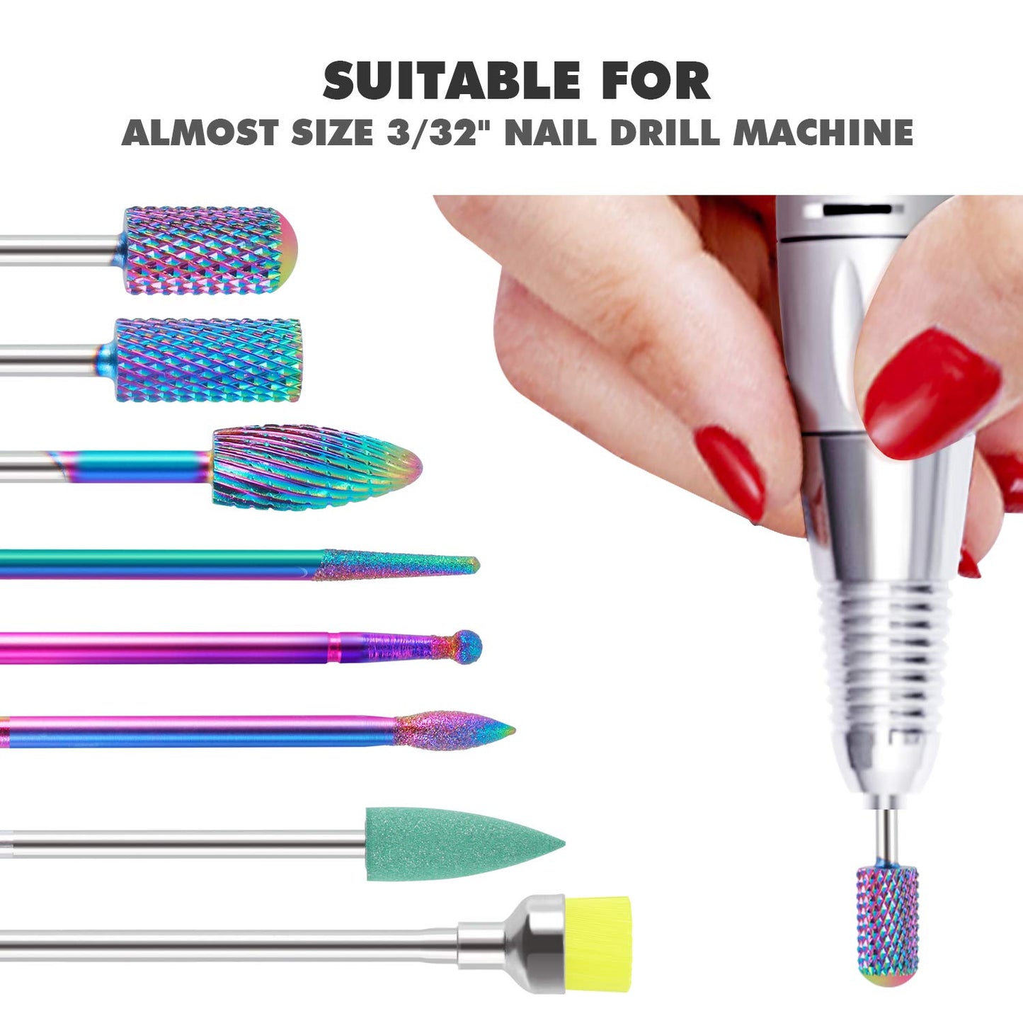 MAQUITA 8Pcs Nail Drill Bits Set Made of Tungsten Carbide Professional Remove Gel Acrylic Cuticle 3/32 Nail File Bit Tools for Manicure Pedicure Home Salon Use Great Gift for Women Girls Health & Beauty > Personal Care > Cosmetics > Cosmetic Tools > Nail Tools MAQUITA