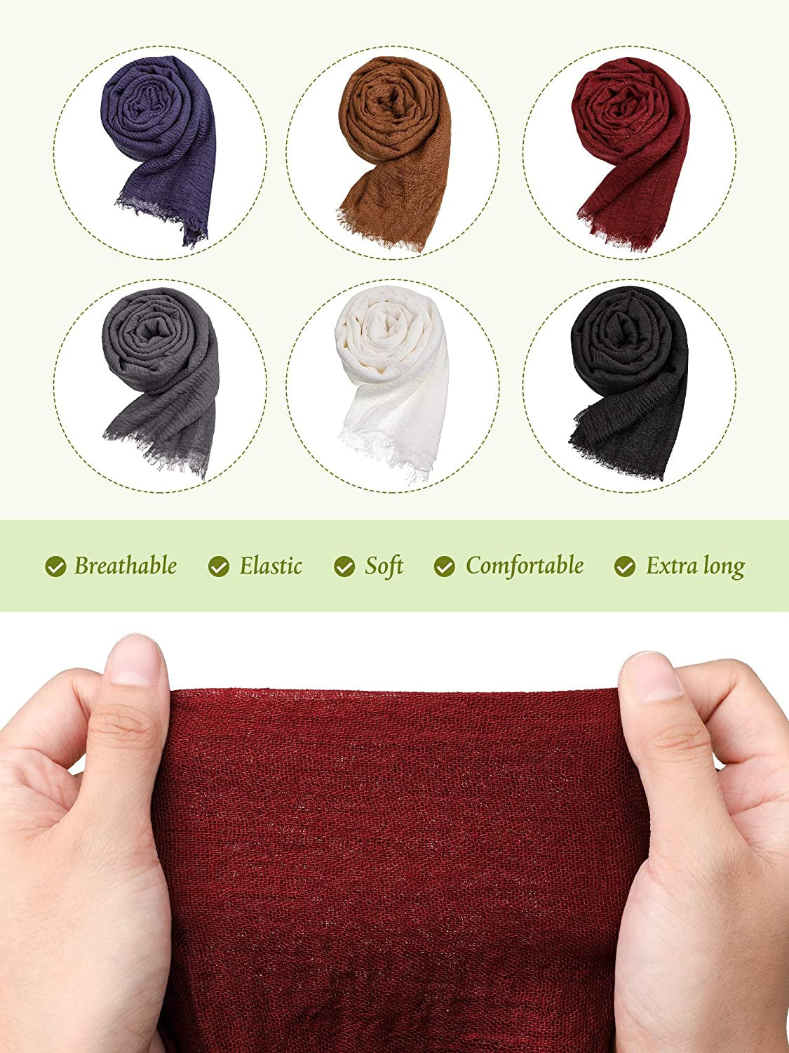 Women Scarf Shawl Blend Crinkle Scarf Wrap Head Scarf for All Seasons Apparel & Accessories > Clothing Accessories > Scarves & Shawls Geyoga