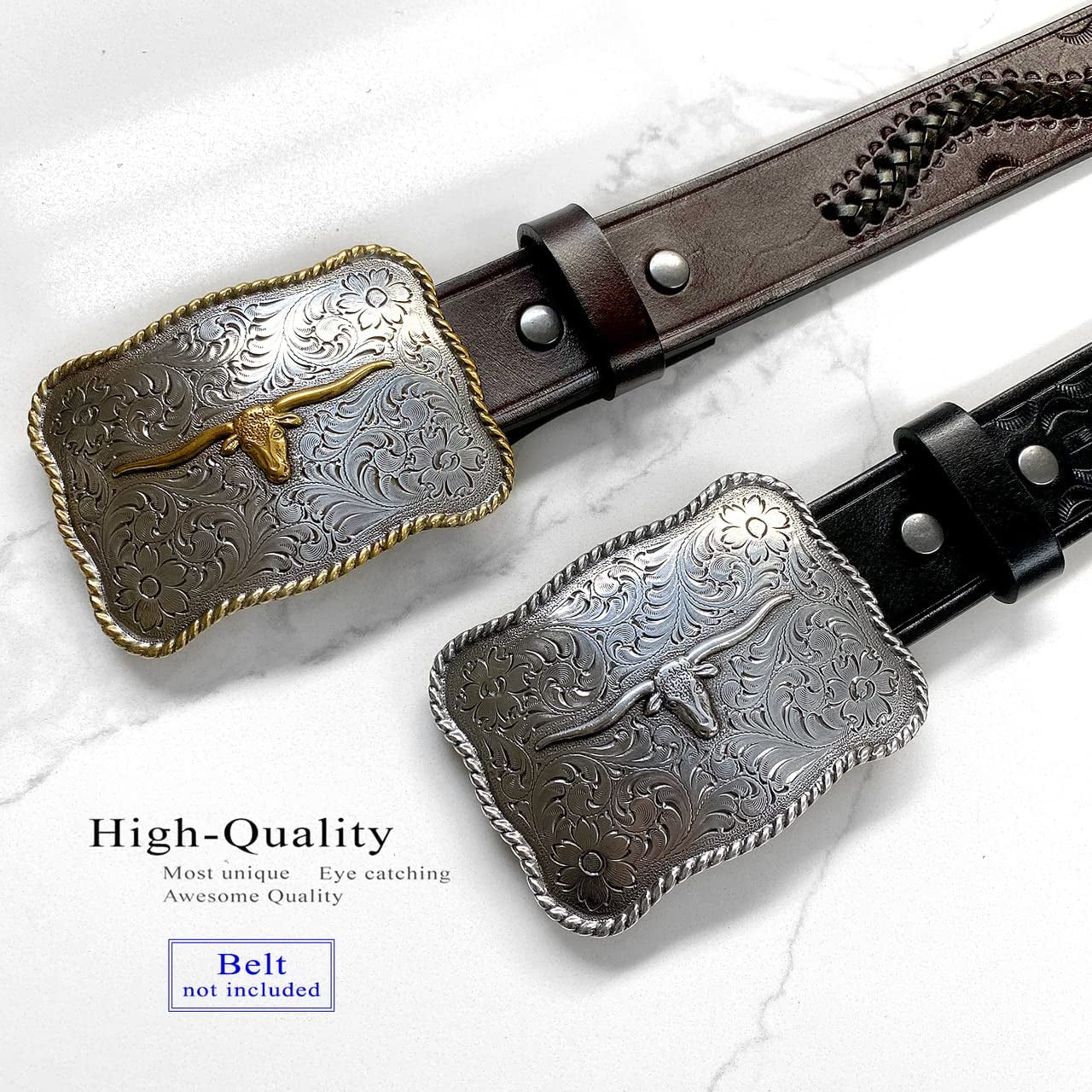 Western Lady Bull Texas Longhorn Steer Head Belt Buckle Fits 1-1/2"(38Mm) Multi-Style Options Apparel & Accessories > Clothing Accessories > Belt Buckles Belts.com