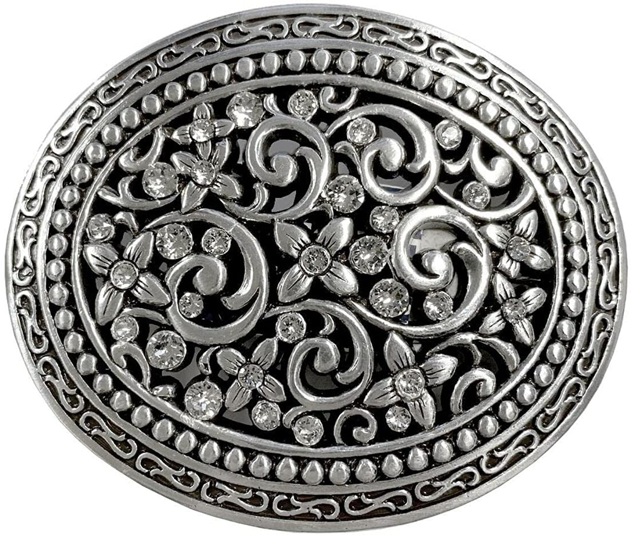 Rose Heart Flower Rhinestone Replacement Belt Buckle Fits 1-1/2"(38Mm) Belt Strap-Multi-Style Options Apparel & Accessories > Clothing Accessories > Belt Buckles Belts.com Type Buckle R - Ha0570 Antique Silver Crystal 1-1/2"