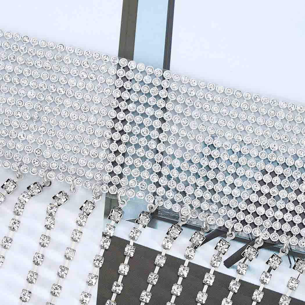 Jeweky Halloween Tassel Crystal Body Chain Silver Choker Necklace Chians Clothing Summer Beach Nightclub Rave Body Accessories Jewelry for Women and Girls Apparel & Accessories > Jewelry > Body Jewelry Artist Unknown