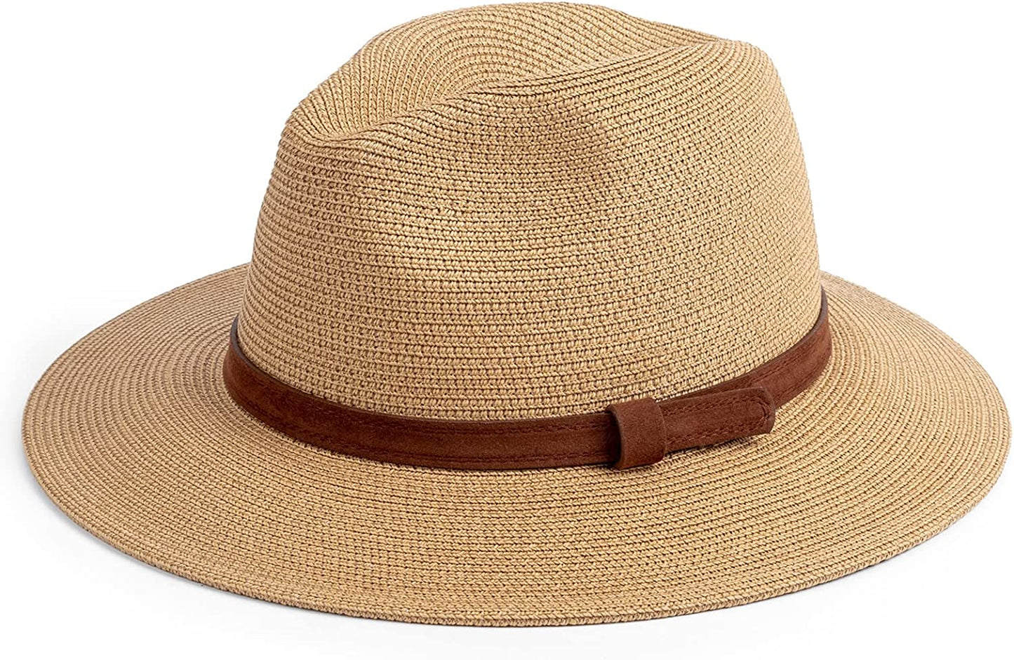 DRESHOW Women Straw Panama Hat Fedora Beach Sun Hat Wide Brim Straw Roll up Hat UPF 50+ Apparel & Accessories > Clothing Accessories > Hats DRESHOW 1 Pack:ac Khaki/Belt Buckle