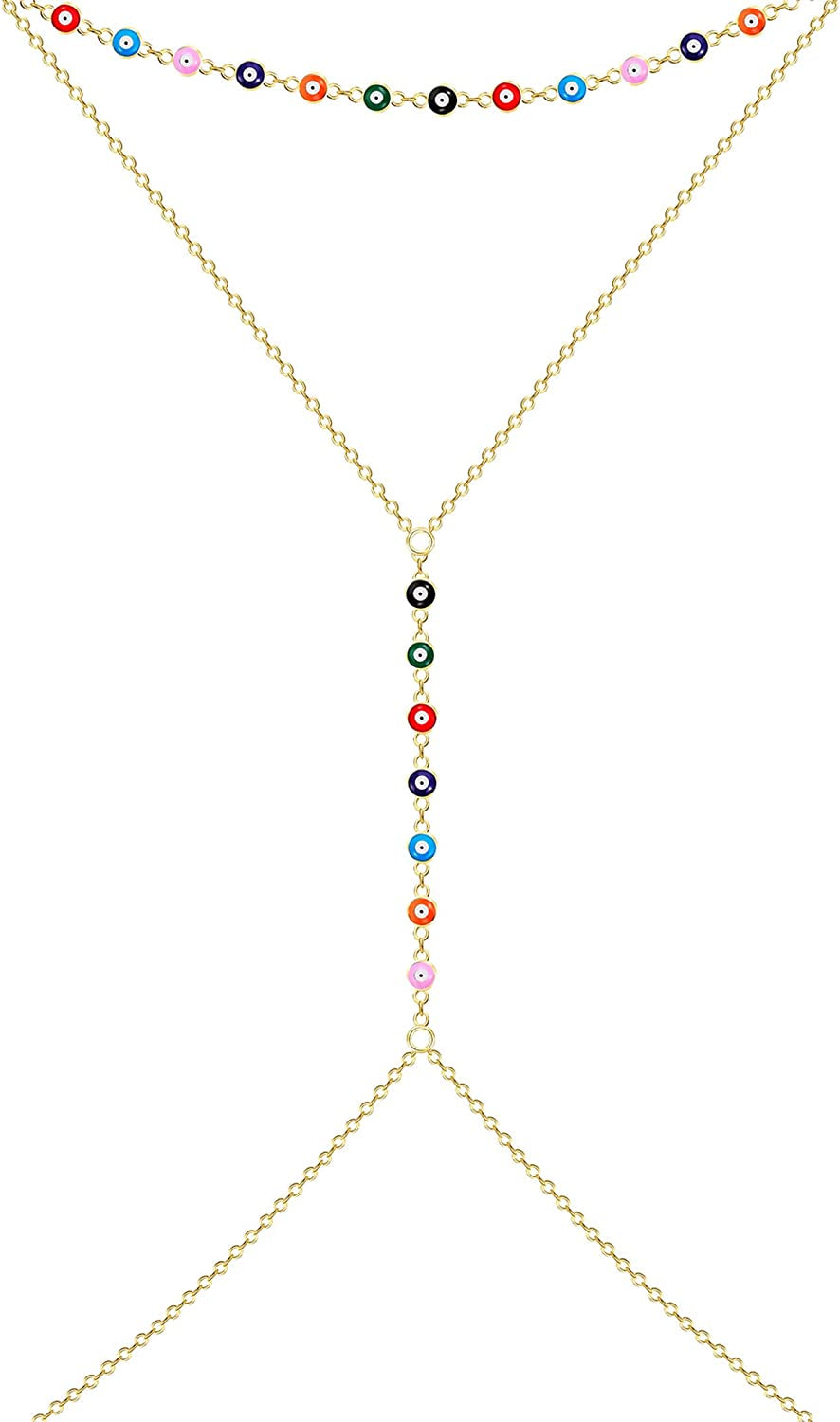 Evil Eye Body Chain Necklace Evil Eye Necklace for Women Boho Body Chain Beach Bikini Waist Chain Body Jewelry for Summer Holiday Apparel & Accessories > Jewelry > Body Jewelry HUASAI