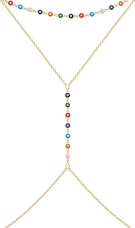 Evil Eye Body Chain Necklace Evil Eye Necklace for Women Boho Body Chain Beach Bikini Waist Chain Body Jewelry for Summer Holiday Apparel & Accessories > Jewelry > Body Jewelry HUASAI