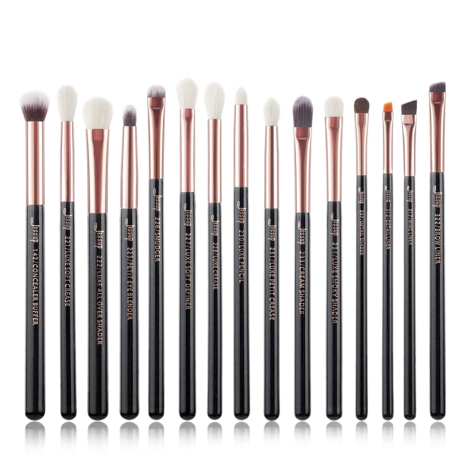 Jessup 15Pcs Professional Makeup Brushes Set Make up Brush Tools Kit Eye Liner Shader Wood Handle Natural-Synthetic Hair Brushes Pearl Black/Rose Gold T157 Health & Beauty > Personal Care > Cosmetics > Cosmetic Tools > Makeup Tools Jessup Rose Gold/Pearl Black