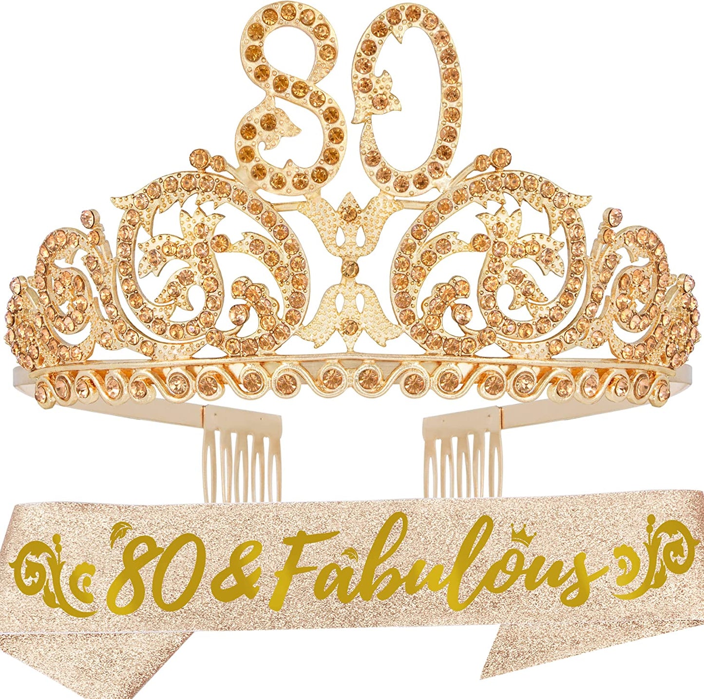 Doradreamdeko 80Th Birthday, 80Th Birthday Decorations for Women, 80Th Birthday Crown, 80Th Birthday Gifts for Women, 80Th Birthday Tiara, 80Th Birthday Sash, 80Th Birthday Decorations Apparel & Accessories > Clothing Accessories > Sashes DoraDreamDeko Silver