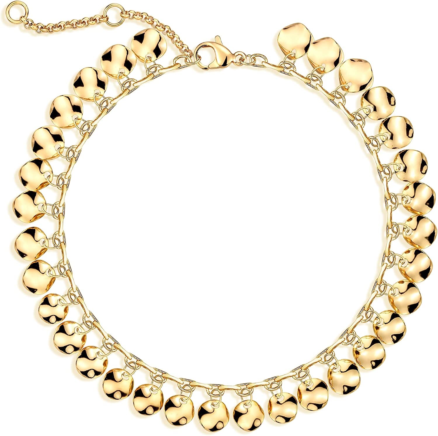 Mevecco Gold Evil Eye Charm Anklet,14K Gold Plated Boho Beach Dainty Cute Tiny Lucky Star Foot Chain Ankle Bracelet Silver Beaded Chain Anklet for Women Apparel & Accessories > Jewelry > Anklets MEVECCO Wave chimes