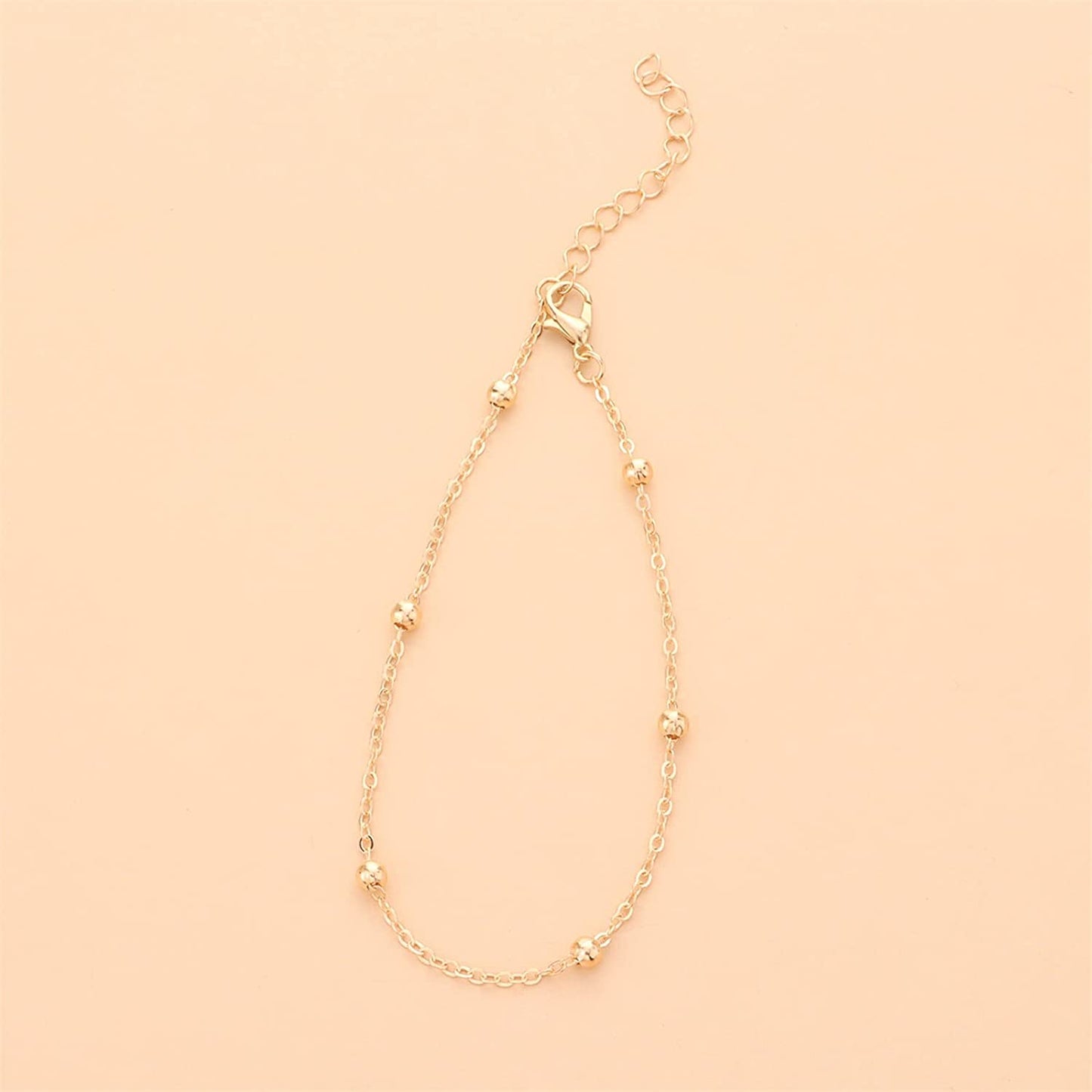 Gold Anklets for Women Dainty Link Ankle Bracelets Chain Adjustable Pearl Charm Anklet Beach Jewelry for Teen Girls Mom Birthday (Gold, One Size) Apparel & Accessories > Jewelry > Anklets Generic