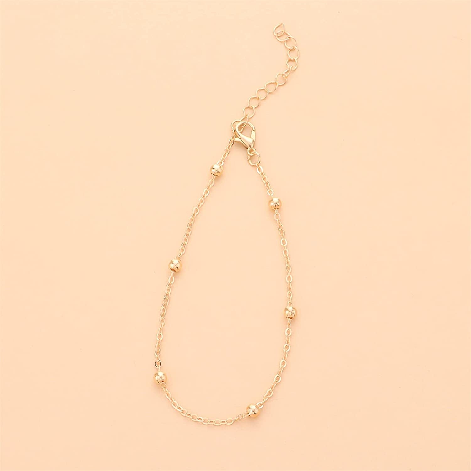 Gold Anklets for Women Dainty Link Ankle Bracelets Chain Adjustable Pearl Charm Anklet Beach Jewelry for Teen Girls Mom Birthday (Gold, One Size) Apparel & Accessories > Jewelry > Anklets Generic