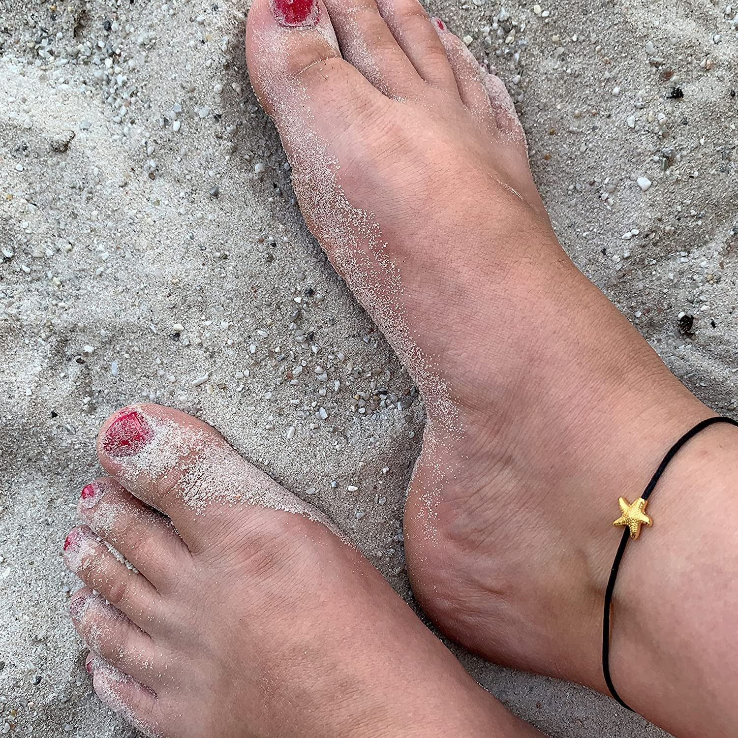 Selfmade Jewelry Anklet with Starfish Silver - Black Foot Chain Beach Jewelry Handmade Ankle Bracelet Adjustable Size Apparel & Accessories > Jewelry > Anklets Selfmade Jewelry