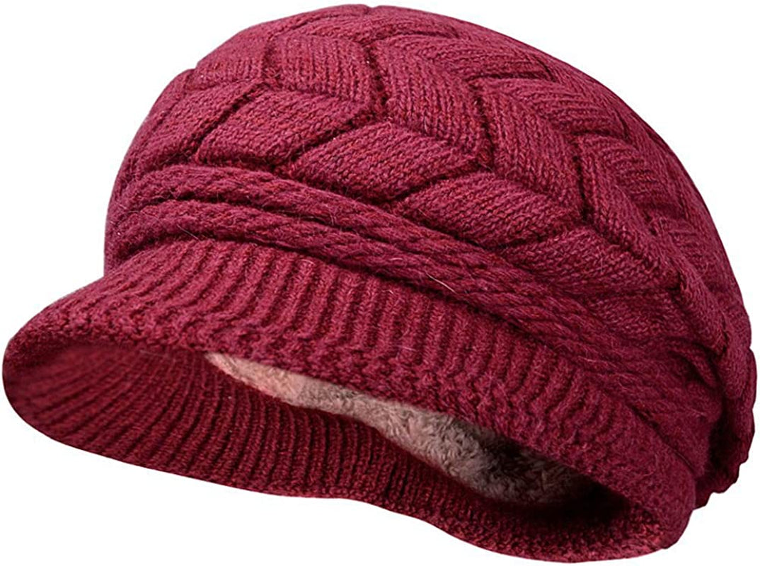 HINDAWI Women Winter Warm Knit Hat Wool Snow Ski Caps with Visor Apparel & Accessories > Clothing Accessories > Hats HINDAWI