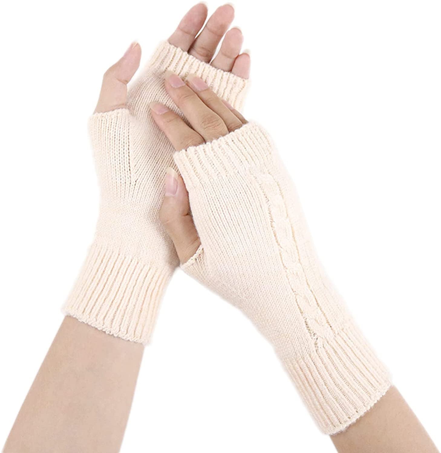 Facecozy Wool Blend Fingerless Gloves for Women Arm Warmers Unisex Half Finger Typing Gloves Mittens Apparel & Accessories > Clothing Accessories > Gloves & Mittens Facecozy