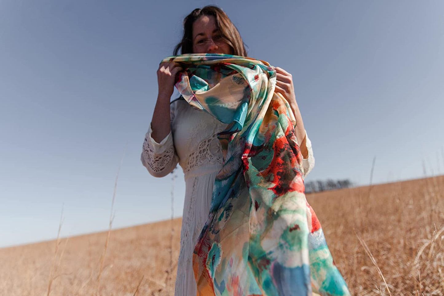 Women Fashion Silk Scarf Oblong Floral Oversize Soft Shawl Beach Wrap Apparel & Accessories > Clothing Accessories > Scarves & Shawls Just4Beauty