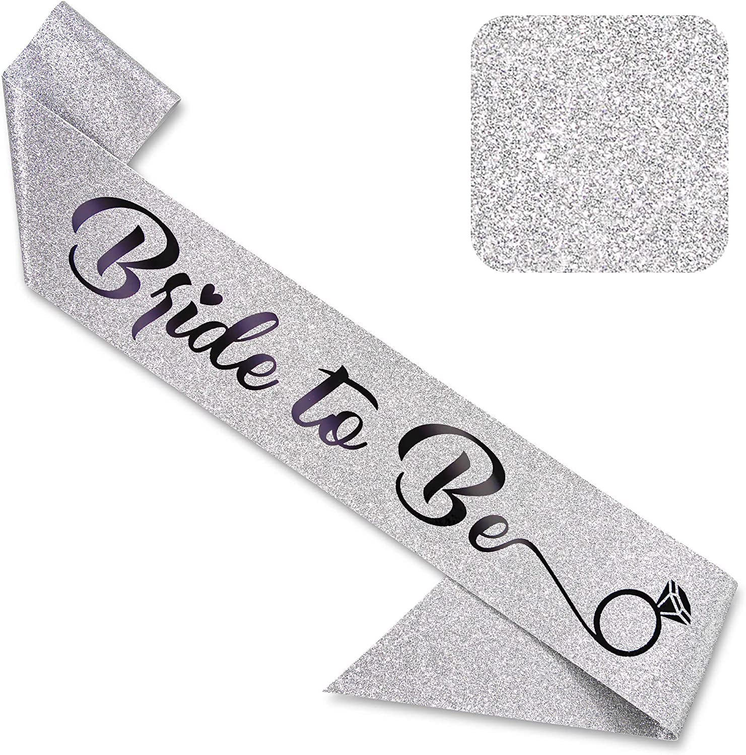 CORRURE 'Bride to Be' Sash for Bachelorette Party - Bridal Shower Gold Glitter Sash with Black Foil Lettering - Hen Party Decorations Supplies Accessories, Wedding Engagement Party Favors Gift Apparel & Accessories > Clothing Accessories > Sashes CORRURE Silver - Black