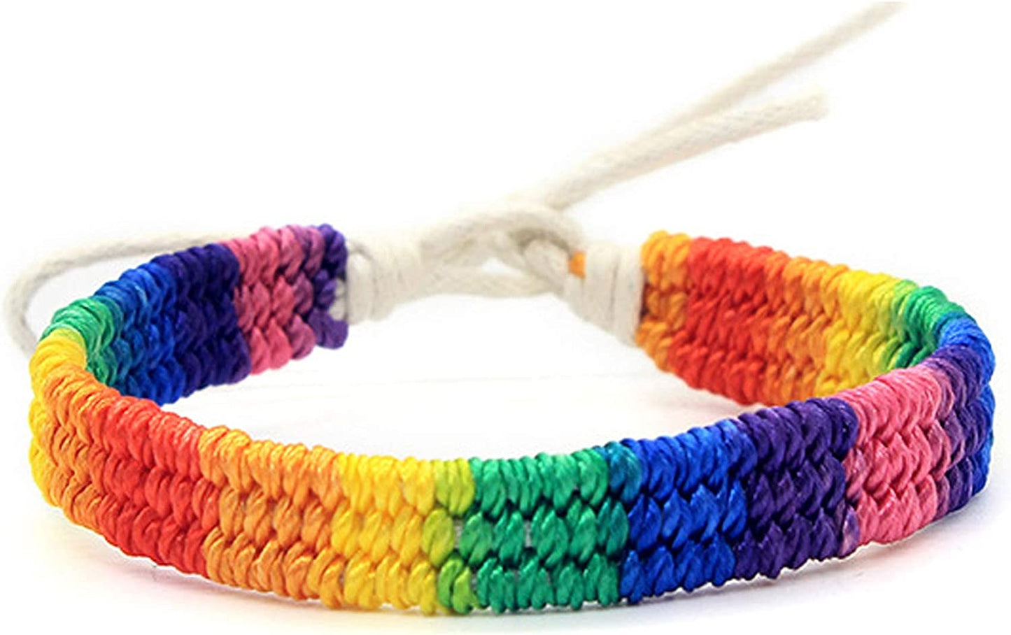Nanafast Rainbow LGBT Pride Bracelet Handmade Braided Friendship String Bracelet for Gay & Lesbian LGBTQ Wristband Adjustable Size Apparel & Accessories > Jewelry > Anklets Nanafast 1 Pc (White String)