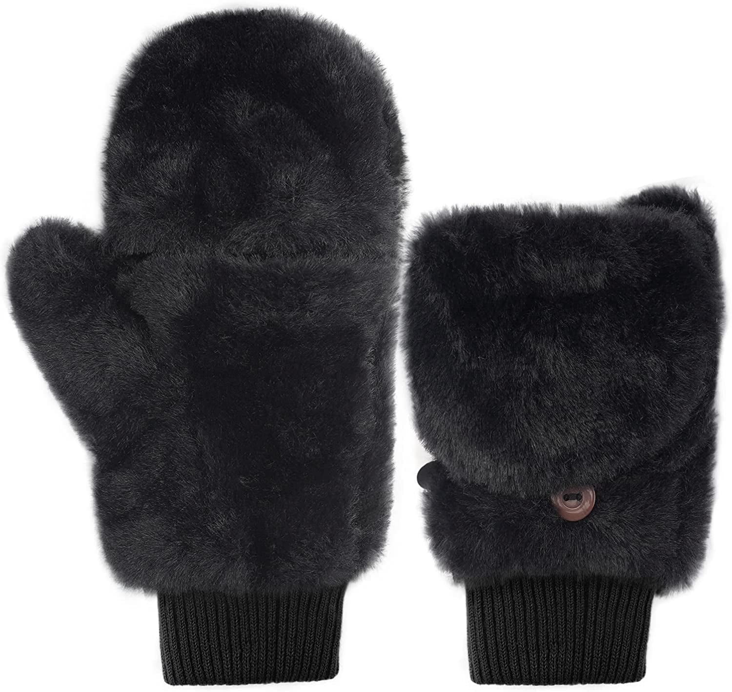 Winter Gloves for Women-Flip up down Top Fingerless Mittens Warm Soft Fleece Gloves Apparel & Accessories > Clothing Accessories > Gloves & Mittens KYLIE MAX
