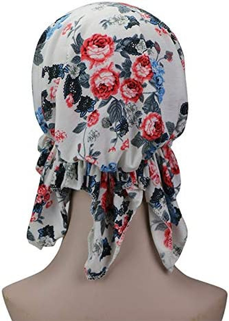 Pre Tied Chemo Head Scarf 3 Packed Beanie Skull Cover Cap for Women (Set6-Long Style) Apparel & Accessories > Clothing Accessories > Headwear Qovelly