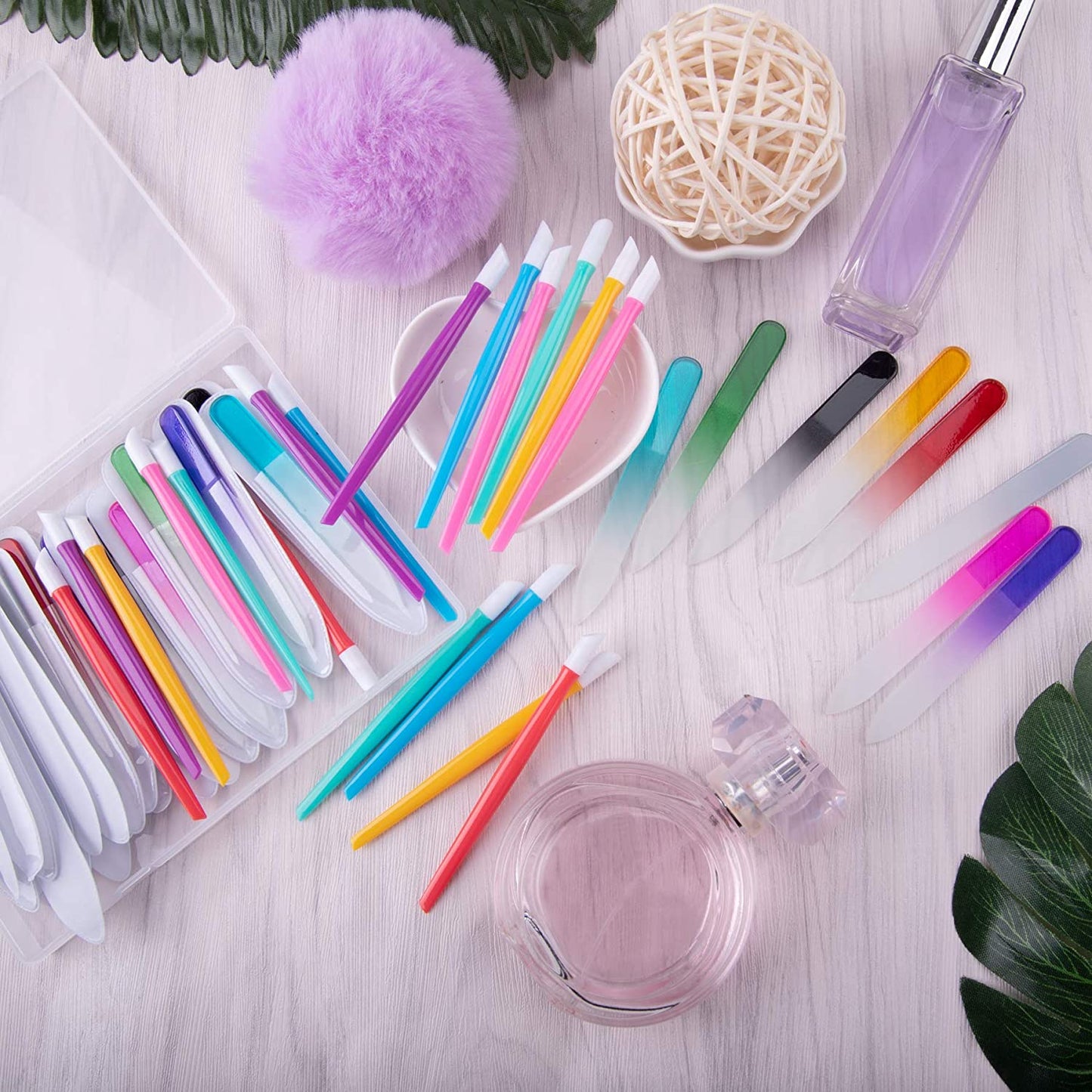 BQTQ 42 Pieces Glass Nail Files Rubber Nail Cuticle Pusher Set Fingernail Files Nail Care Manicure Set for Natural Nail Tools Health & Beauty > Personal Care > Cosmetics > Cosmetic Tools > Nail Tools BQTQ
