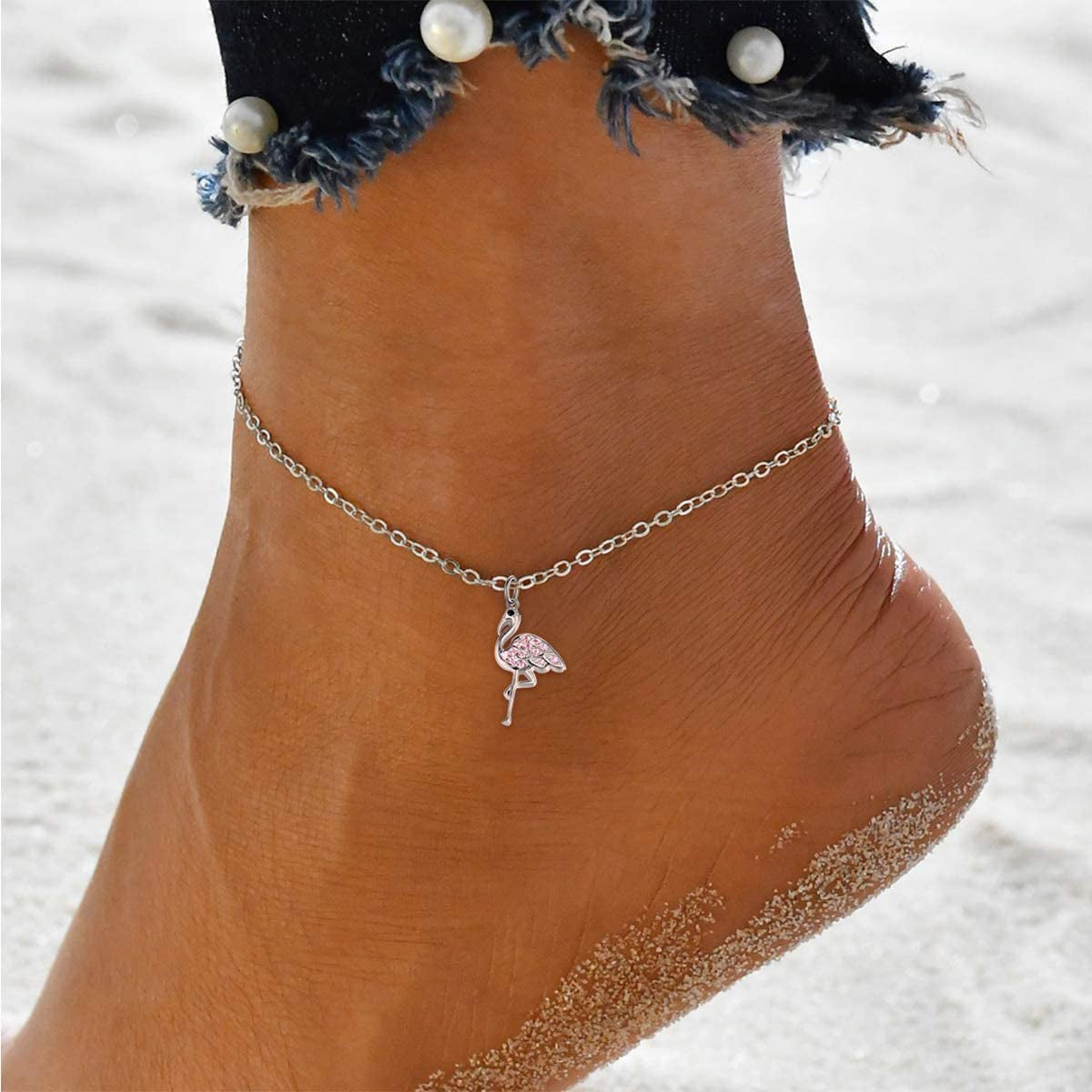 TANGPOET 925 Sterling Silver Anklet Bracelet for Women, Dainty Charm Bracelets Animal Jewelry Birthday Gifts for Mother Daughter Teens Girls Apparel & Accessories > Jewelry > Anklets TANGPOET