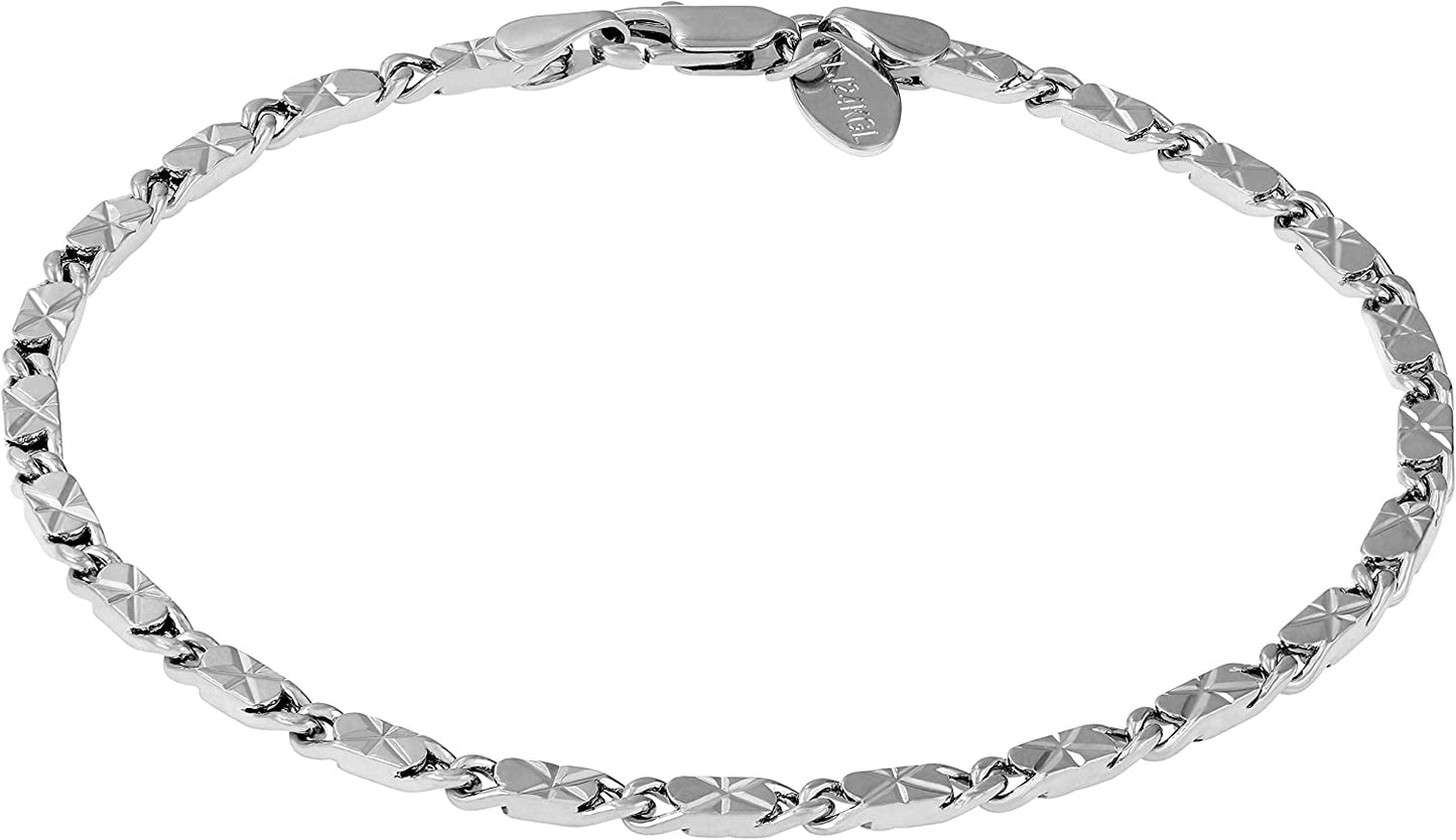 LIFETIME JEWELRY 4Mm Diamond Cut Star Flat Link Chain Anklet 24K Gold Plated Apparel & Accessories > Jewelry > Anklets Lifetime Products Group White Gold 9.0 Inches