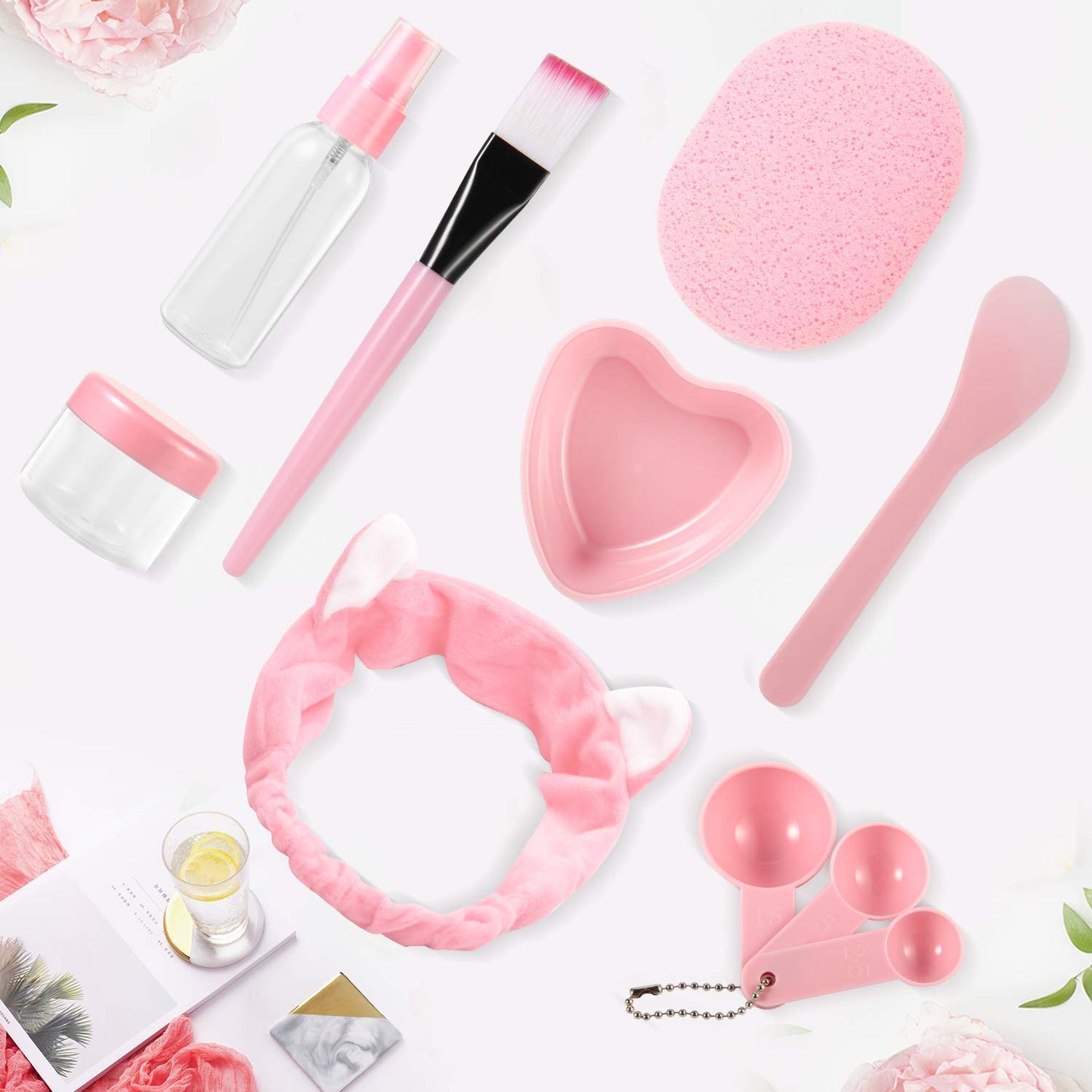 Urfashion Face Mask Mixing Bowl Set,10 in 1 Cat Shape Headband Spray Brush Stick Spatula Puff Measure Spoon Lady Face Skin Care Mask Mixing Tool Sets Health & Beauty > Personal Care > Cosmetics > Cosmetic Tools > Skin Care Tools URfashion