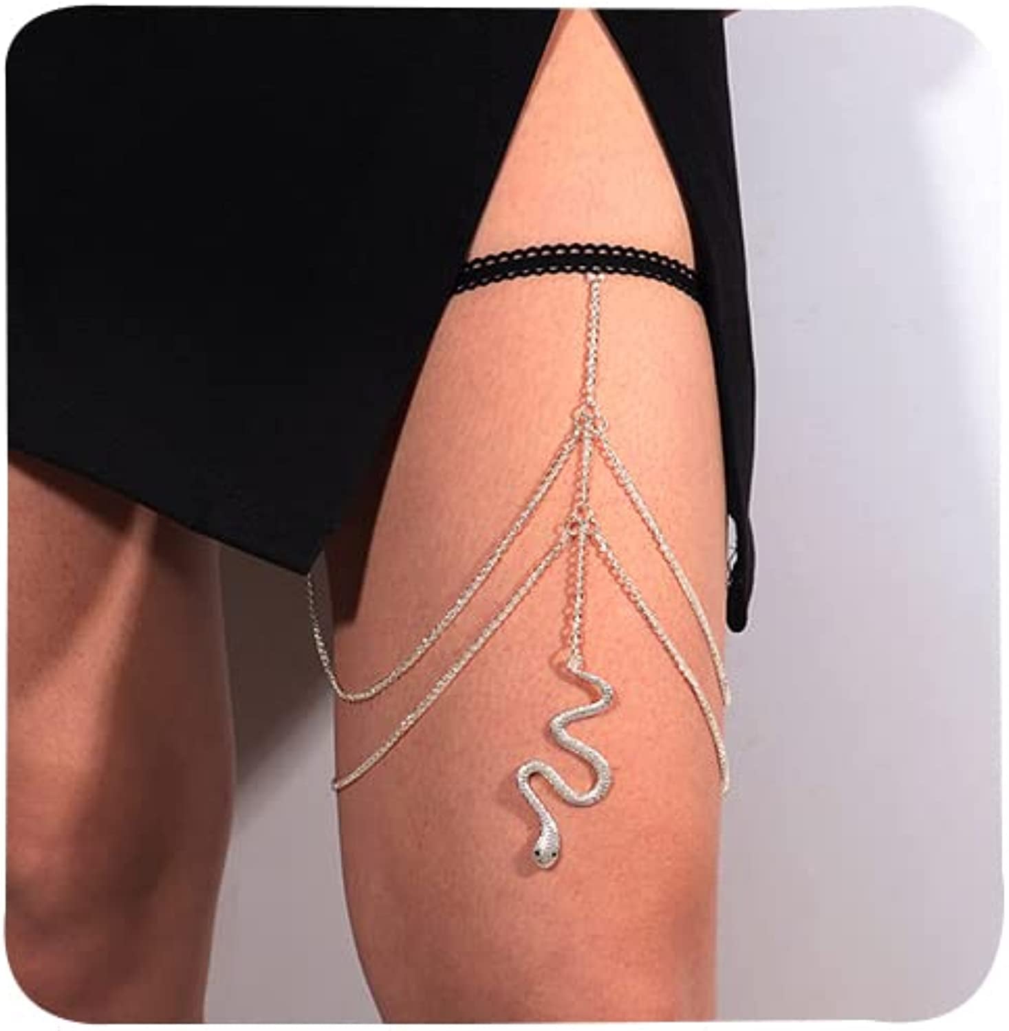 Snake Leg Chain Jewelry for Women Thigh Chain Boho Body Chain Snake Pendant Body Jewelry for Girls Apparel & Accessories > Jewelry > Body Jewelry choice of all Silversnake