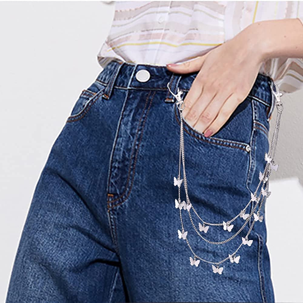 CSIYANJRY99 Pants Chain Wallet Chain Punk Chain Hip Hop Butterfly Lock Charm Jeans Chains Rock Chains for Women Men Hipster Women Fashion Trendy Waist Pants Chain Jewelry Clothing Accessories Apparel & Accessories > Jewelry > Body Jewelry CSIYANJRY99