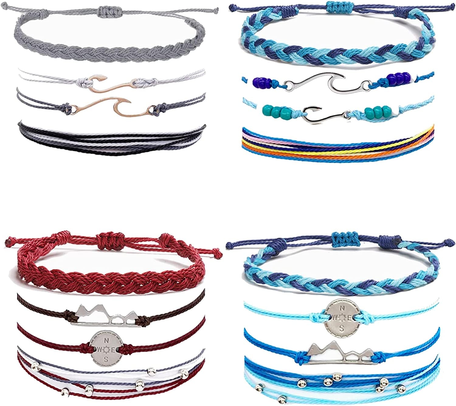 HUASAI Vsco String Bracelets for Teen Girls Women Waterproof Boho Rope Bracelets Wave Surfer Bracelets Summer Beach Anklets Apparel & Accessories > Jewelry > Anklets HUASAI 16 Waterproof Bracelets Anklets Set