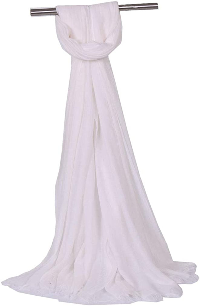 LMVERNA Linen Scarf for Women Soft Lightweight Fringed Scarf Linen Gauze Sheer Shawl Wrap (White) Apparel & Accessories > Clothing Accessories > Scarves & Shawls LMVERNA