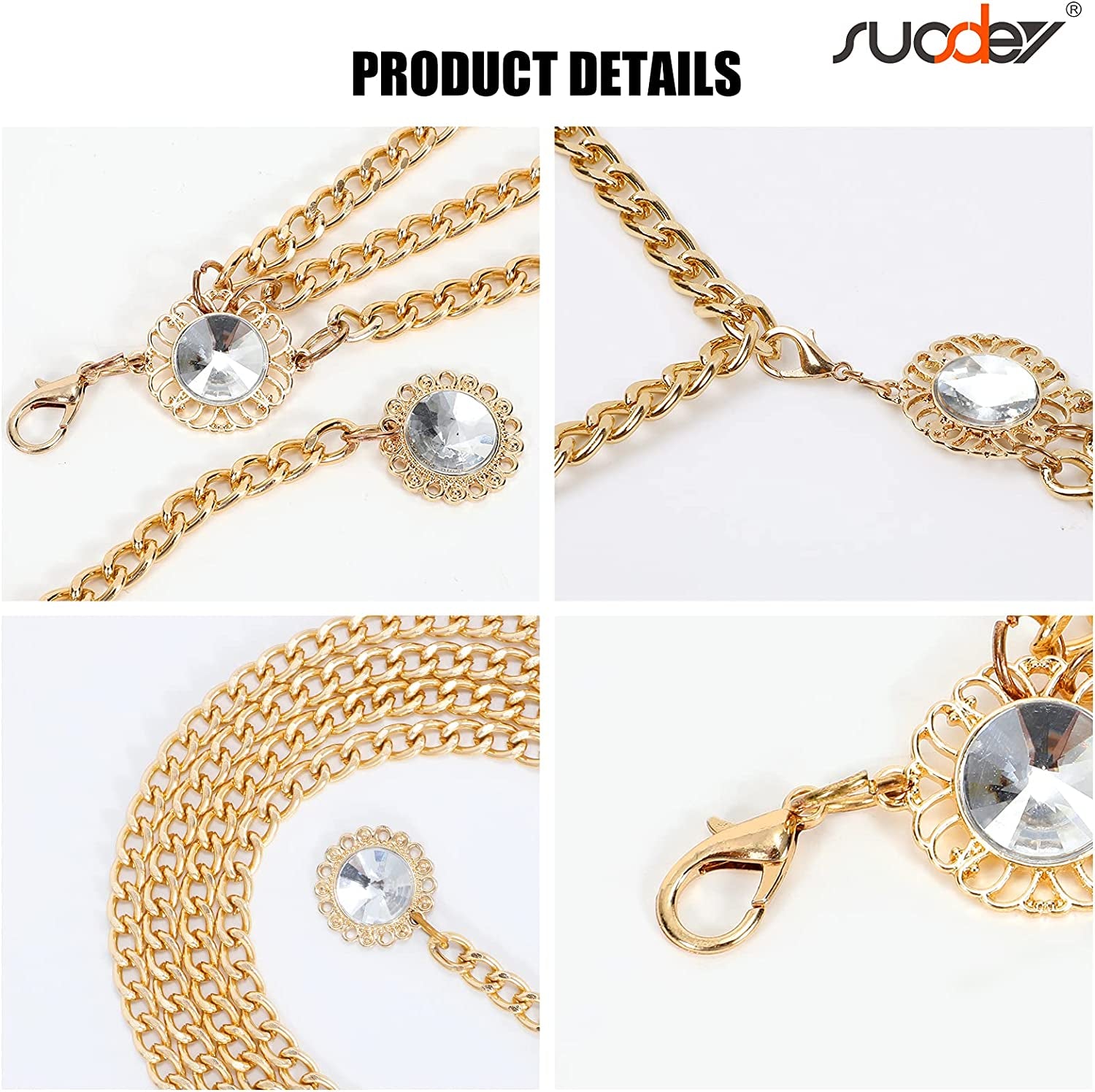 Metal Body Chain Women Belly Waist Chain SUOSDEY Fashion Body Jewelry Link Belts Apparel & Accessories > Jewelry > Body Jewelry SUOSDEY